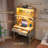 66"H Computer Desk with LED Light & Power Outlet, Sturdy Desk with Desklamp-1985454875