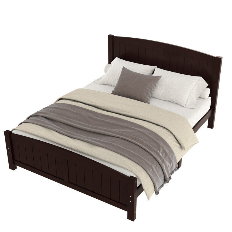 Queen Size Solid Wood Platform Bed with Support Slats – Sturdy, No Box Spring Needed, Espresso, Espresso, Queen