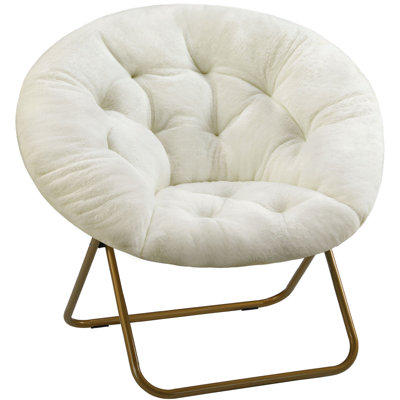  White Faux Fur Folding Lounge Chair