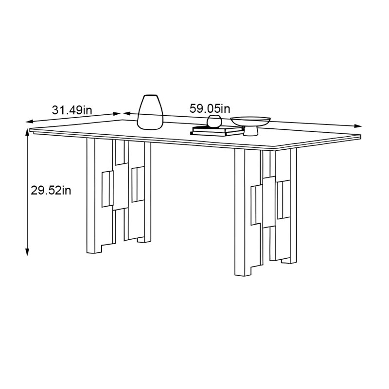 Table en pierre noire avec support complet, H 29,52 po x L 59,05 po x l 31,49 po