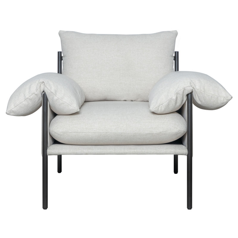 Chaise d'appoint en tissu avec finition Guyatri, Polyester blanc