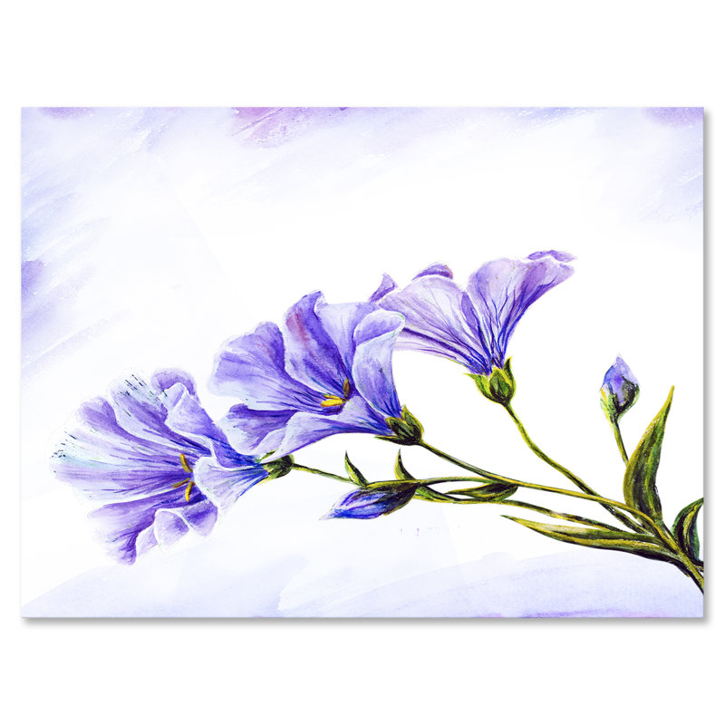 Fleurs bleues - Peinture sur toile, Toile tendue, H 12 po x l 20 po x p 1 po