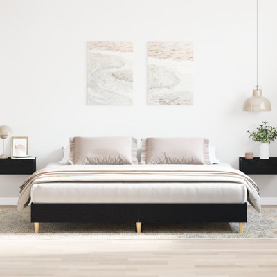 Bed Frame Black Oak Engineered Wood