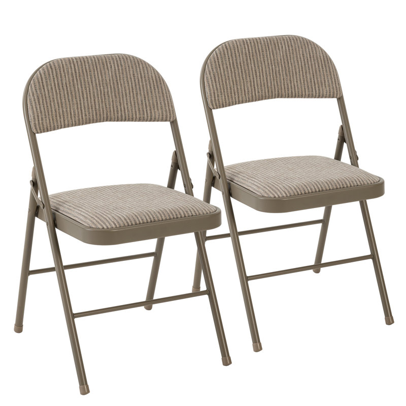 Chaise pliante rembourrée en tissu, ensemble de chaises pliantes rembourrées empilables, Kaki, 2