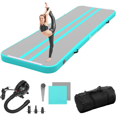Tapis de jeu Air Track avec pompe électrique, tapis d'entraînement gonflables de 3,9 po d'épaisseur, pour la salle de sport, le yoga et l'eau