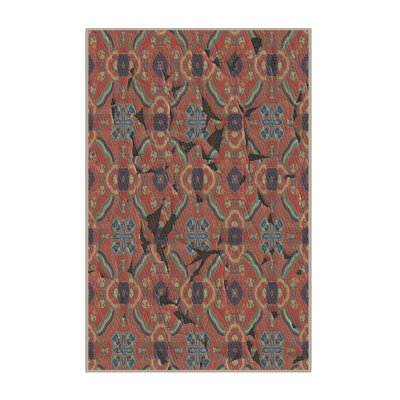 Tapis rouge/bleu/gris à motifs Archstone