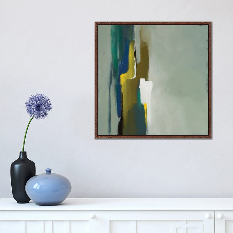 Tranquility I by Lanie Loreth - Painting on Canvas, 45.72cm H x 45.72cm W x 3.81cm D, Classic Brown Wood Floater Framed