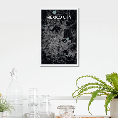 Mexico City Map in Midnight 1 Piece Wall Art