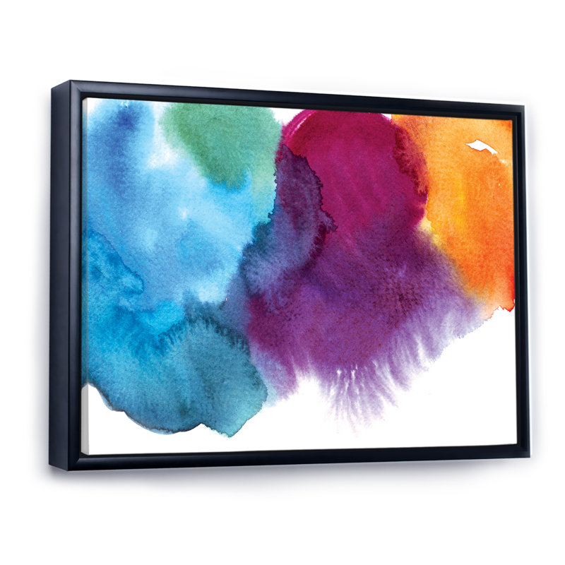«Bright Coloured Watercolor I», reproduction sur toile encadrée, H 8 po x l 12 po x P 1 po, Toile avec cadre flottant noir