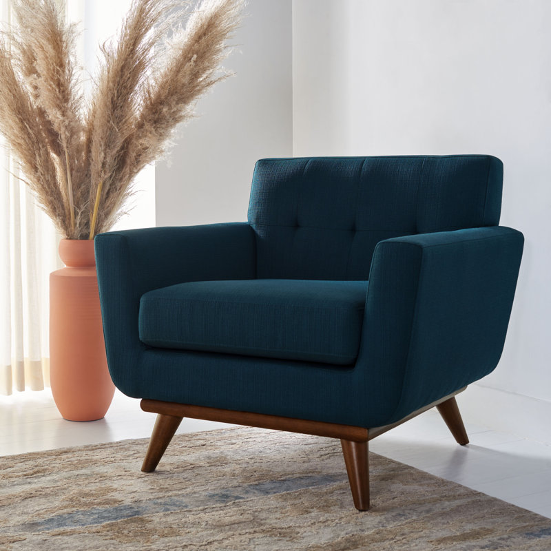 Fauteuil capitonné Arwilda, Bleu sarcelle foncé