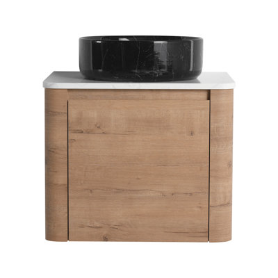 Meuble-lavabo mural 24 po avec lavabo d'art en céramique et porte à fermeture en douceur