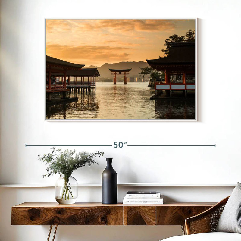 Célèbre sanctuaire Itsukushima, Cadre flottant blanc, 40 po x 27 po