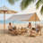 Waterproof camping tarp canopy shelter with poles and stakes, portable sun shade rain fly for outdoor camping backyard beach