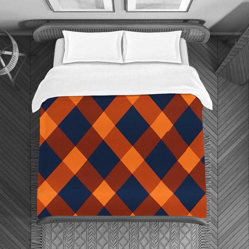 Housse de couette , Housse de couette pour très grand lit, Marine / orange