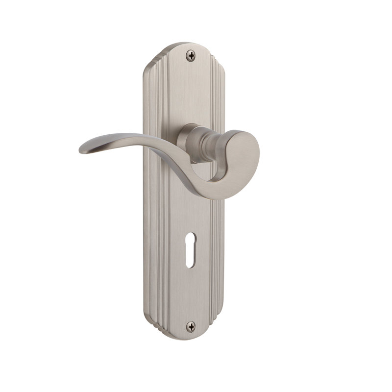 Nostalgic Warehouse Deco Plate Single Dummy with Decorative Keyhole and Manor Lever, Left Handed, Satin Nickel