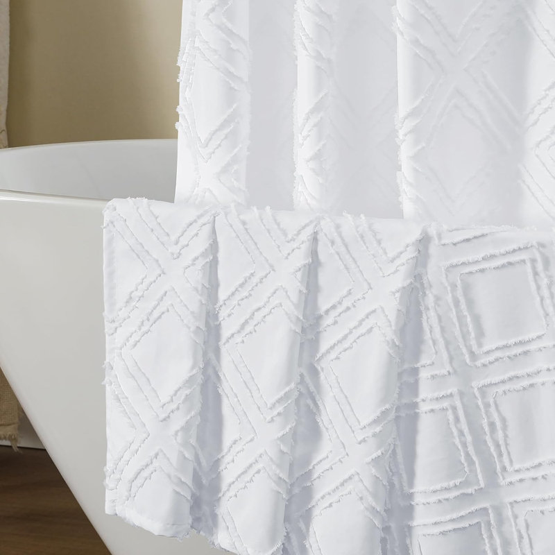 Ensemble de rideau de douche Jacquard, Blanc