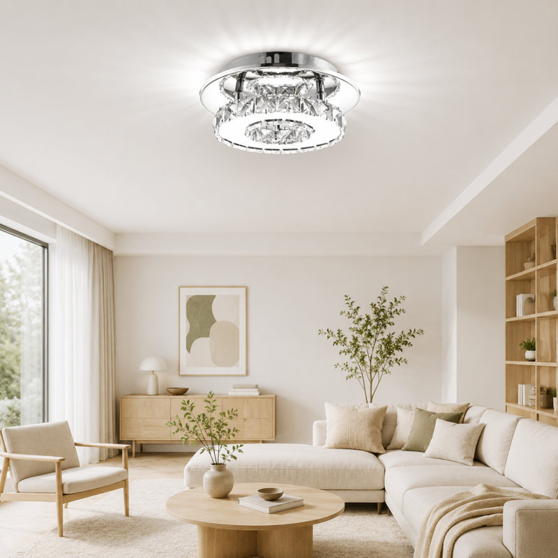 1-Light 7.9" Round Crystal LED Flush Mount Ceiling Light