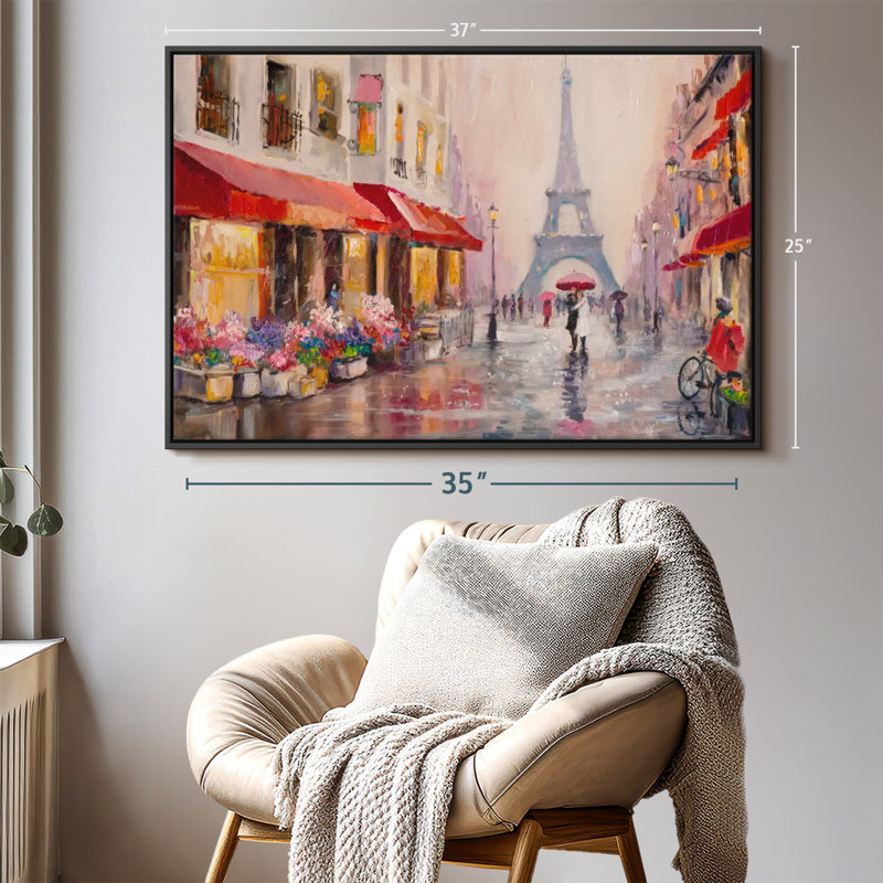 «Rainy Paris, reproduction sur toile», H 25 po x l 37 po