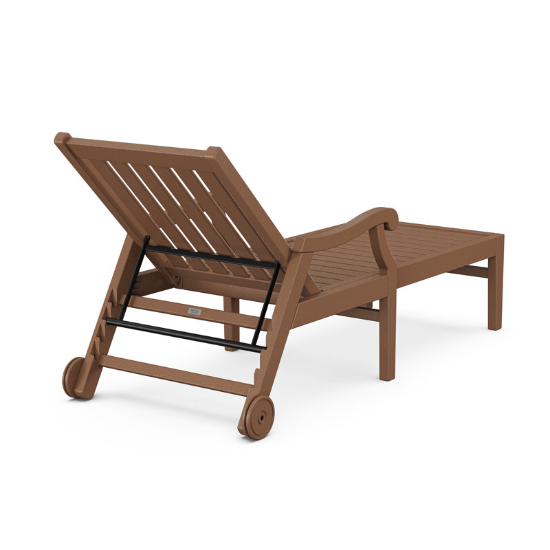 POLYWOOD x Birch Lane Veranda Chaise with Arms and Wheels, Teak