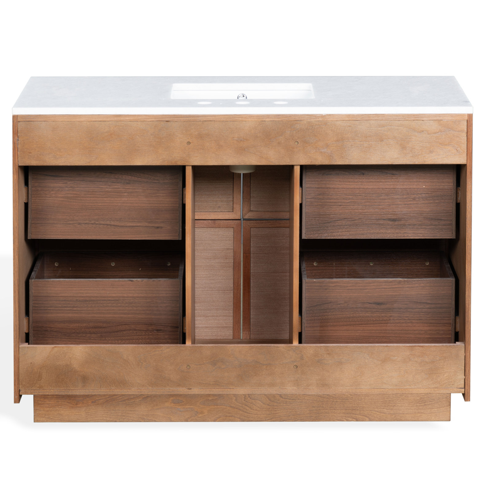 Hudson 48" Genuine Marble Single Bathroom Vanity, Medium Oak