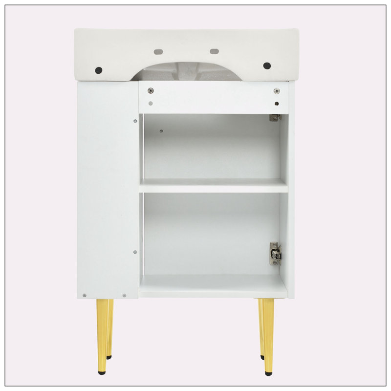 Meuble-lavabo simple 21,60 po avec plateau en céramique Foluke