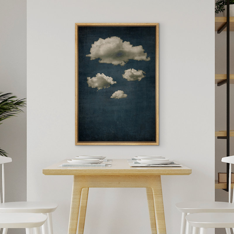 Œuvre de décoration murale minimaliste de tons bicolores bleu marine foncé 2, H 24 po x l 16 po, Naturel