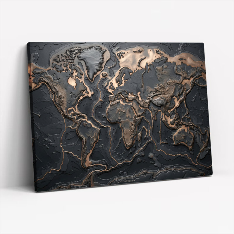 Carte du monde sur toile, ensemble de 1, 16"H x 24"W, Toile tendue