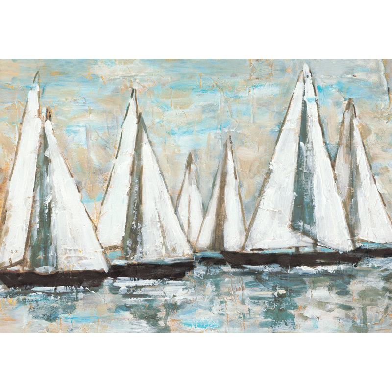 Painterly Sailboats 1 Piece Wrapped Canvas Painting, 61cm H x 91cm W x 3.8cm D