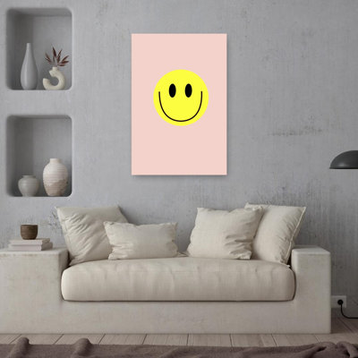 Happy Yellow Smiley Classic Minimalist Modern Wall Art Print