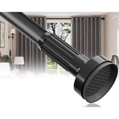 Tringle à rideau de tension 45 à 160 po Tringle à rideau de douche sans perçage Tringle de tension extra longue Tringle de douche facile à installer pour la salle de bain Tringles à rideaux d'extérieur robustes pour fenêtres - noir