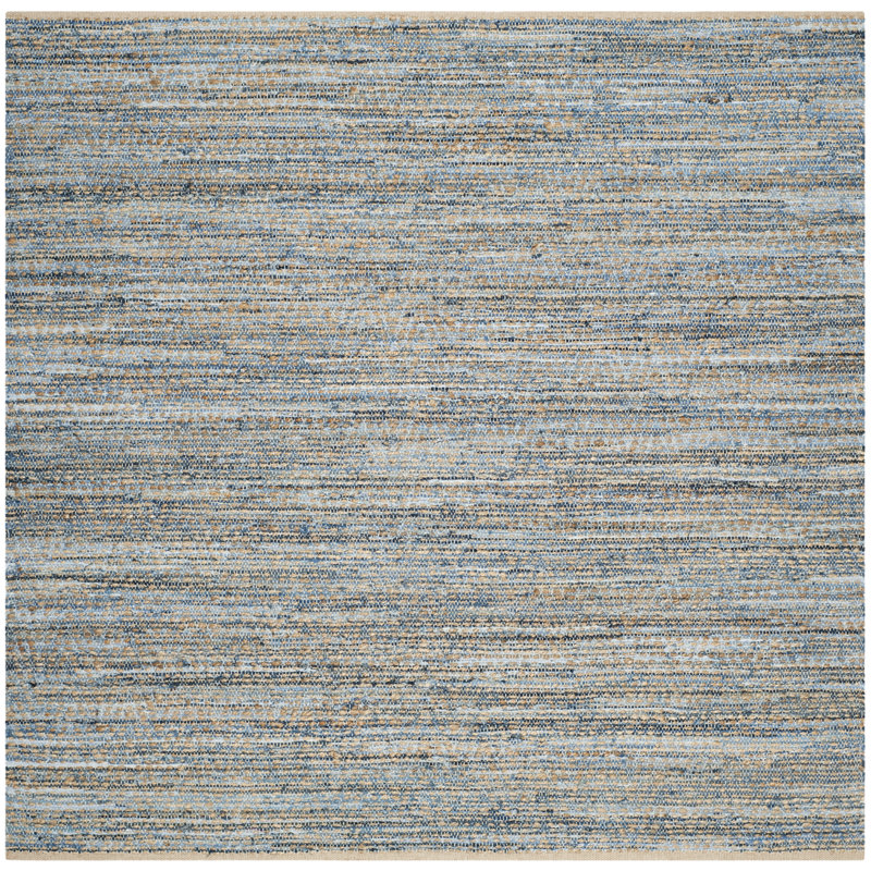 Tapis rayé en jute tissé à la main Doleman, Carré 6 pi