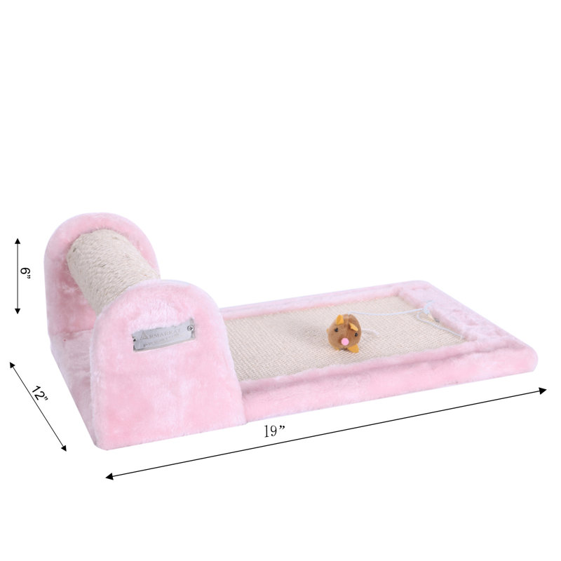Pink Sisal Rolling Cat Scratcher with Faux Fur