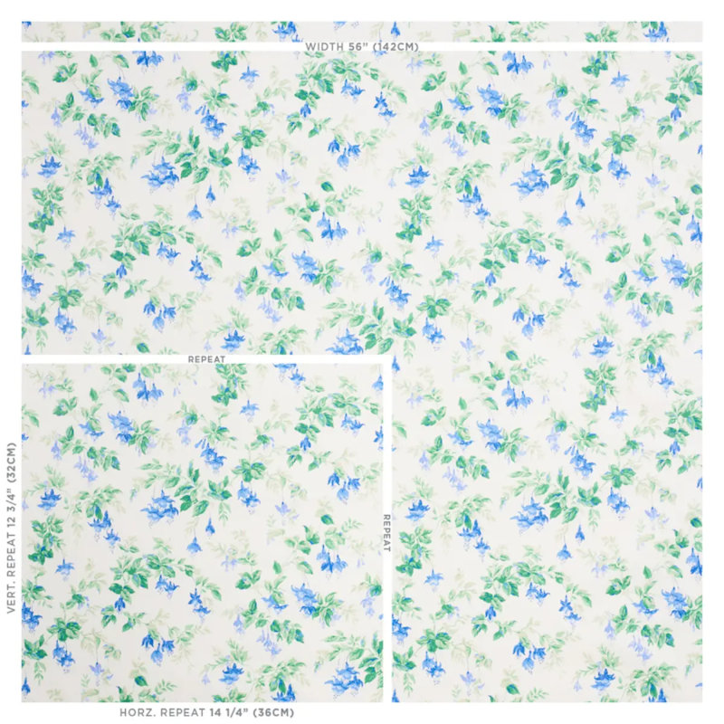 Garden Gate Chintz Fabric, Cobalt