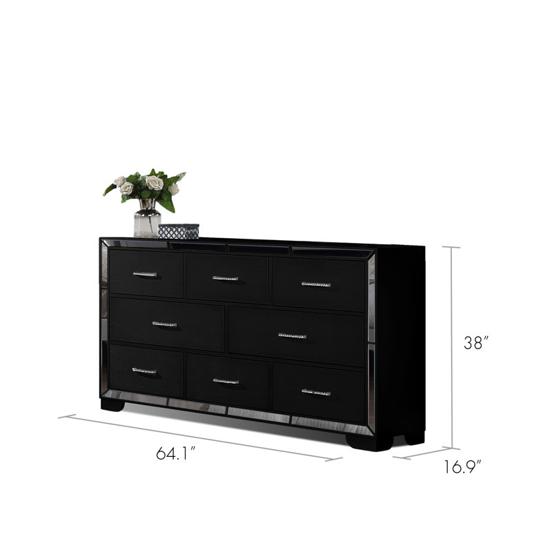 Commode double 6 tiroirs Shaftesbury, Noir