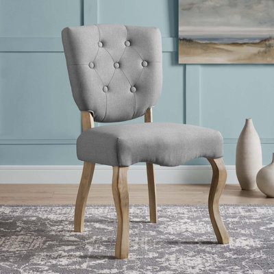 Chaise d'appoint capitonnée en velours gris