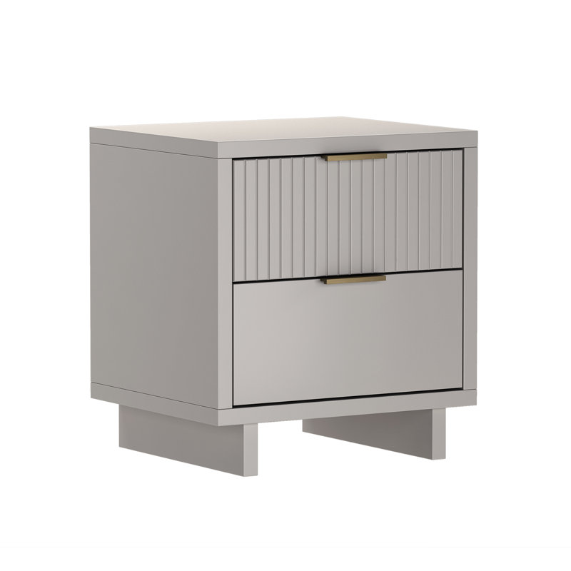 Table de chevet contemporaine en bois massif 18 po Elara, Gris clair