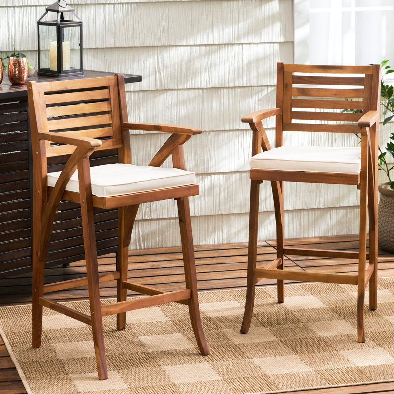 Cadre d'extérieur en bois 2 pièces, structure, sièges rembourrés, hauteur de 45,75 pouces, option brun 2 pièces, coussin confortable, solide pour les dégâts, gris