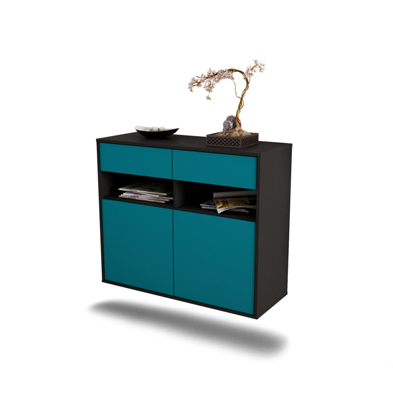 Anglers Park 92cm Sideboard, Anthracite/Turquoise