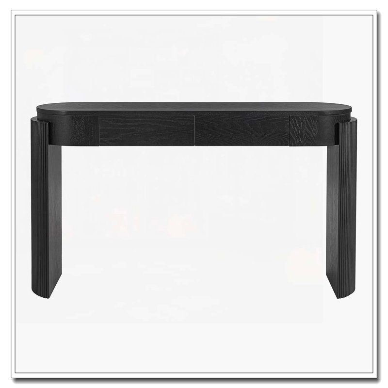 Console en bois avec 4 tiroirs, tablette ouverte pour les entrées, les salons et les couloirs, Noir