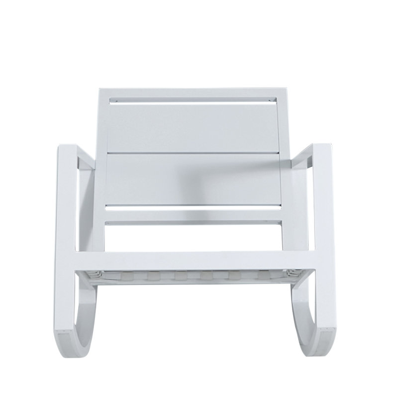 Avondale Wrought Aluminum Outdoor Rocker Chair by Summer Classics, Perigold Posh Sky, No Welt + Standard Fill, Chalk