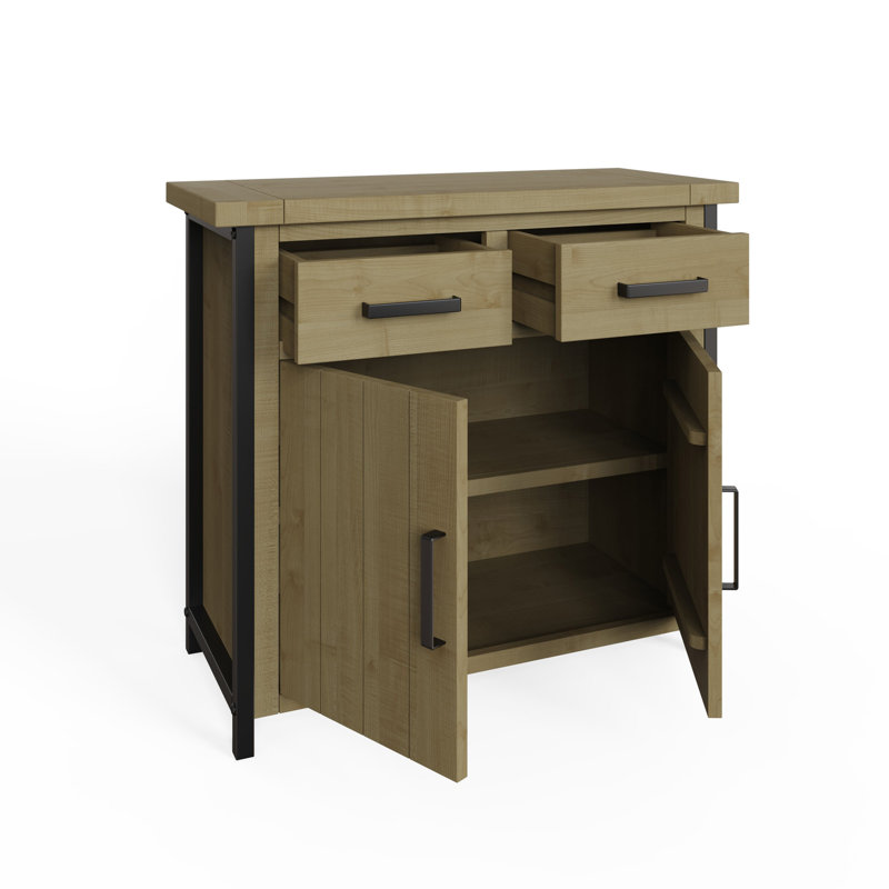 San Diego 2 Door 2 Drawer Small Sideboard Buffet. Solid Pine. Metal Reinforced Frame