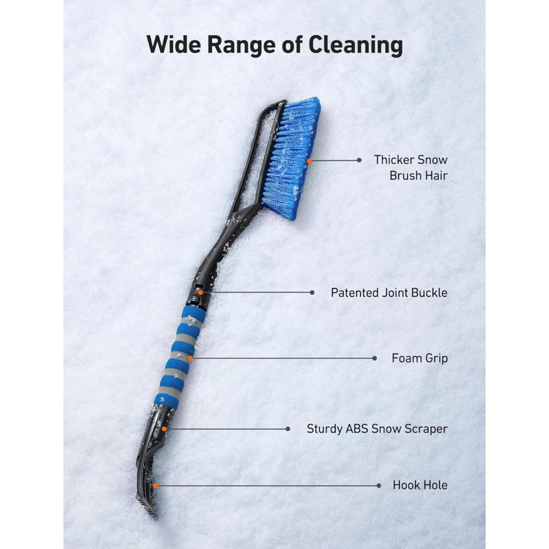 2 Pack 27" Snow Brush And Ice Scrapers For Car Windshield, Detachable Snow Scrapers With Ergonomic Foam Grip For Cars, Trucks, Suvs (Heavy Duty ABS, PVC Brush)