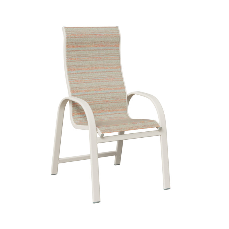 Berlin Gardens Murphy Sling High Back Dining Chair, Matte White, Echo Opal