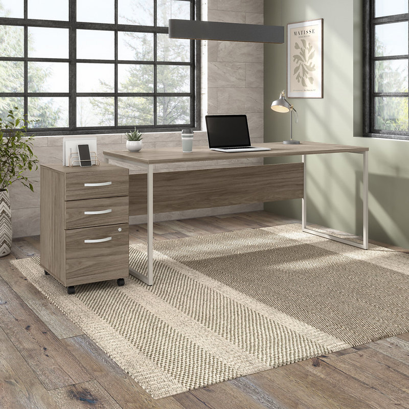 Bureau hybride, Gris foncé, H 29,91 po x l 71,02 po x P 29,37 po