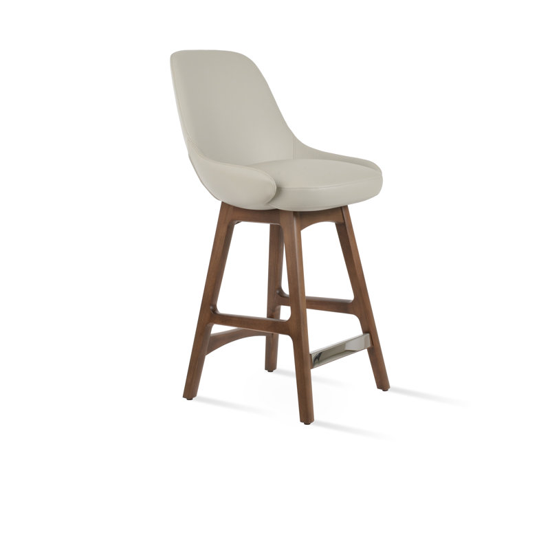 Tabouret de bar 31 po Gazel, Tabouret de bar (siège d'une hauteur de 31 po), Noyer, Gris clair