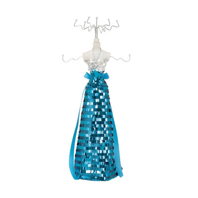 Blue Sequin Dress Mannequin Jewelry Holder – Glamorous Jewelry Organizer