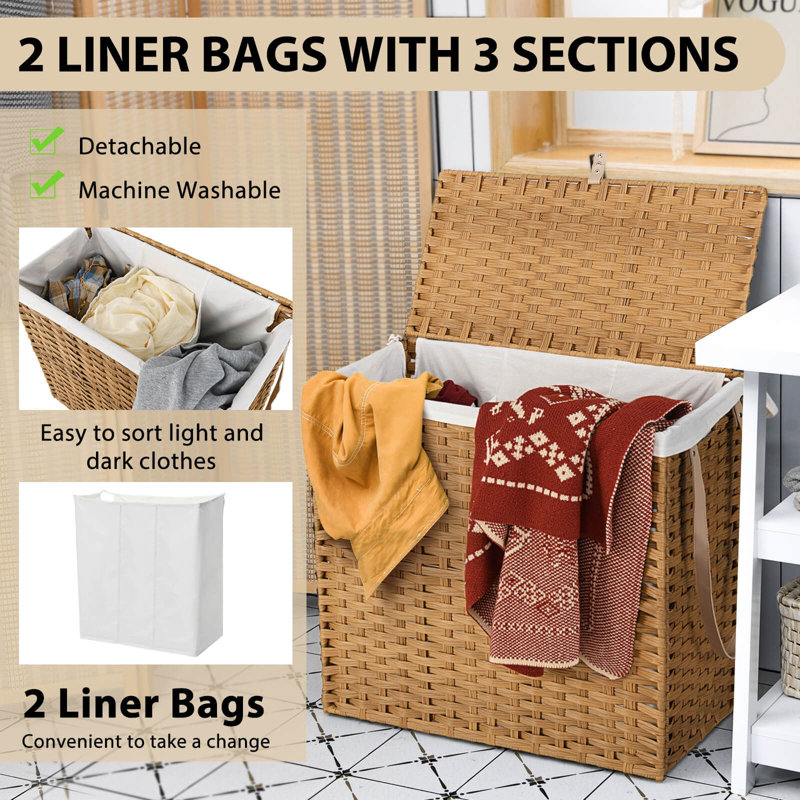 Plastic Rolling Laundry Hamper with Handles