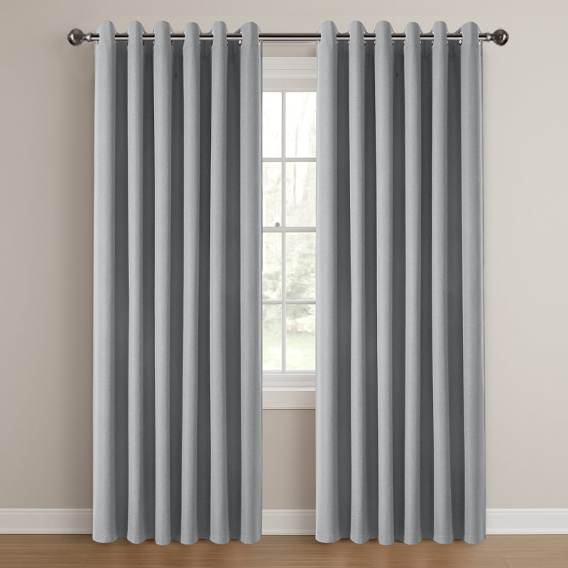 Linen Blackout Eyelet Curtain, 168cm Width x 183cm Drop, Grey