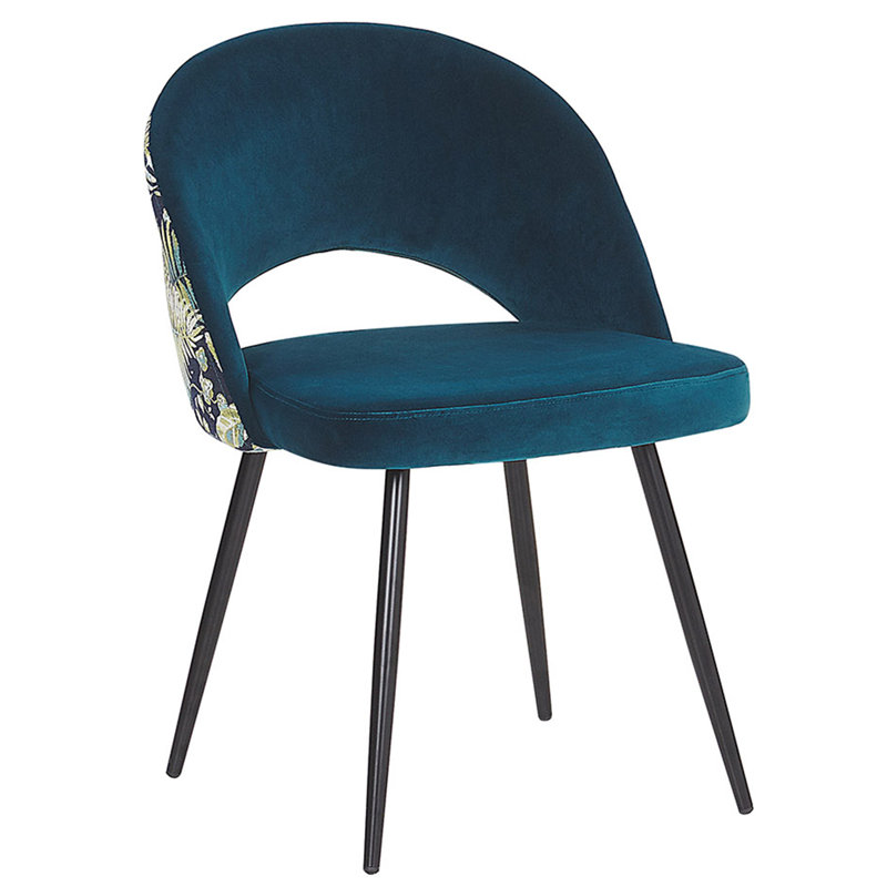 Erikson 46cm H Velvet Upholstered Side Chair in Grey, Blue