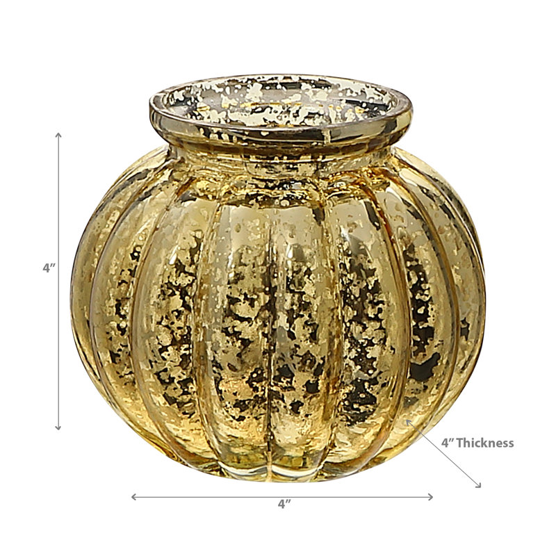 Ih Casadecor 4'' H Mercury Glass Tabletop Tealight Holder, Gold